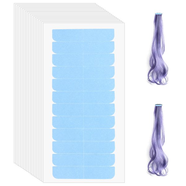Hair Extension Tape 240Pcs/20 Sheets Double Sided Adhesive Replacement Tape for Hair Extensions Invisible & Waterproof Tape in Tape Replacement,Human Hair Tape Tabs Tape in Extension 1.57" x 0.31"Blue