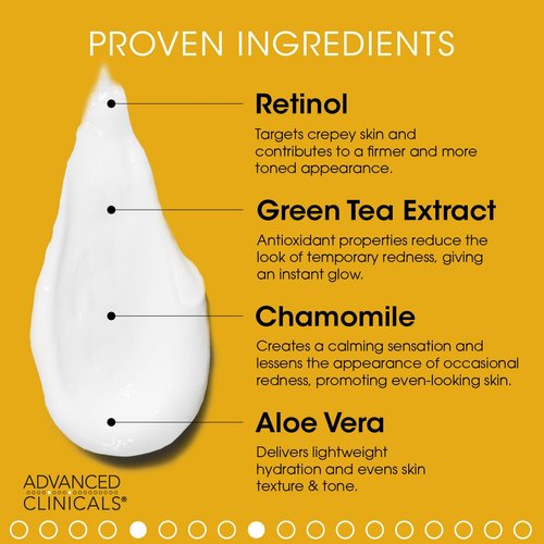 Advanced Clinicals Retinol Body Lotion | Crepey Skin Treatment | Unscented Firming Face Lotion | Retinol Body Cream | Body Butter Moisturizer For Loose Skin, Crepe Skin, Stretch Marks, W/Travel Size