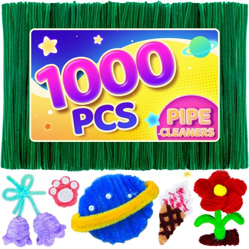 Eppingwin 1000pcs Pipe Cleaners, Christmas Green Pipe Cleaners Craft Supplies,Chenille Stems for DIY Arts Crafts Project(Christmas Green)