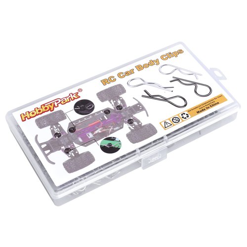 HobbyPark 150 Pieces Universal Bent RC Body Clips Car Clips Silver & Black R Clips for All 1/10 1/12 Scale Redcat HPI Tamiya HSP Exceed RC Car Parts Truck Buggy Shell Replacement
