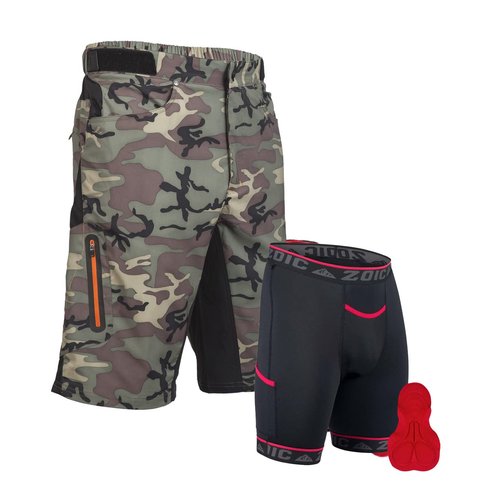 ZOIC Men's Cycling Shorts, Green Camo, Medium