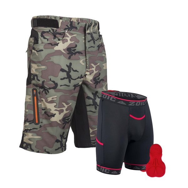 ZOIC Men's Cycling Shorts, Green Camo, Medium