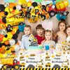 51 Pcs Construction 4th Birthday Party Supplies Dump Truck Four Years Old Tablecloth Paper Plates Napkins Forks Cups Dinnerware for Construction 4th Birthday Party Supplies Decorations