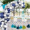 109PCS Navy Blue Silver Confetti Balloons for Graduation Birthday Baby Shower Wedding Anniversary Party Supplies Decorations