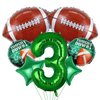 7pcs Football Balloons, Football Birthday Number Mylar Foil Balloon, Football Sport Them Party Supplies Football 3rd Birthday Decorations (3rd)