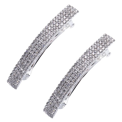 Meisuitd Crystal Hair Barrette 2 Pcs Sparkly Rhinestone Hair Clip French Design Bridal Fashion Go...