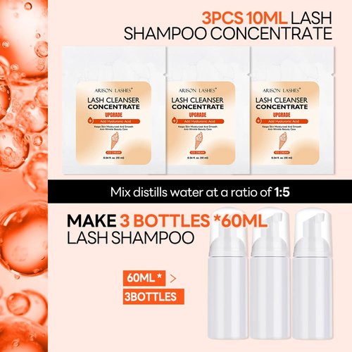 ARISON LASHES Lash Shampoo Concentrate 30ml Eyelash Cleanser Concentrate Professional Lash Extensions Shampoo-Make 3 Bottles 60ml Lash Shampoo