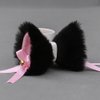 PurYupearl 2Pcs Cute Pink and Black Cat Ears Hair Clips Pins Hairpin Anime Lolita Cosplay Headwear Neko Cat Ears Headpiece Halloween Hair Accessories Headbands Hats and Caps