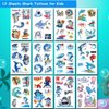 Hohamn Shark Temporary Tattoo for Kids - 100+ Cartoon Shark Ocean Sea Creature Summer Tattoos for Boys Beach Birthday Party Supplies Favors