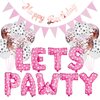 Esweny Dog Cat Birthday Party Supplies,Dog Paw Print Balloons Sequined Balloon,Lets Pawty Balloons, Happy Birthday Banner Foil Balloons Pet Party Decoration
