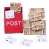 Toyvian 1:12 Scale Mini Mailbox Toy, Dollhouse Wooden Postbox Miniature Newspaper Ornaments Mini Envelope Model Dollhouse Furniture Accessories