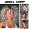 Dai Cloud Grey Afro Curly Wigs for Black Women Dark Roots with Bangs Wig Short Wave Kinky Synthetic Daily Use Wig