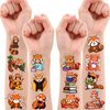100PCS Red Panda Temporary Tattoos Birthday Party Decorations Favors Supplies Decor Cute Funny Forest Woodland Zoo Jungle Safari Animal Tattoo Stickers Gifts For Kids Boys Girls School Prizes Carnival