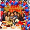 54Pcs Western Cowboy Birthday Party Decorations, Cowboy Happy Birthday Banner Backdrop Wild Western Cowboy Theme Balloons Arch Bandana Balloons Cowboy Birthday Party Supplies for Boys Girls Men Women