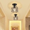 Lysed E26 E27 Retro Black Industrial Light Fixture,Vintage Flush Mount Ceiling Light,Mini Metal Rustic Ceiling Lamp for Porch Hallway,Kitchen,Stairway,Farmhouse Light