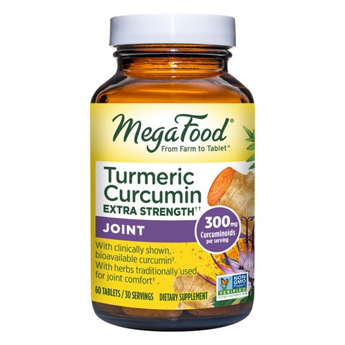 MegaFood Turmeric Curcumin Extra Strength - Joint Support Supplement - Turmeric Curcumin with Black Pepper & Boswellia Extract - Vegan - Made without 9 Food Allergens - 60 Tabs (30 Servings)
