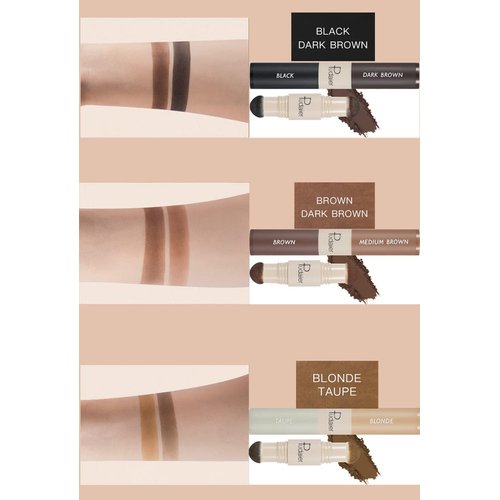 Eyebrow Stamp Stencil Kit-2 Colors One Step Brow Makeup Set with 1 Clear Eyebrow Setting Gel, 24 Brow Stencils, 1 Brush & 1 Razor, Long Lasting Waterproof Brow Makeup for women (Dark Brown & Black)