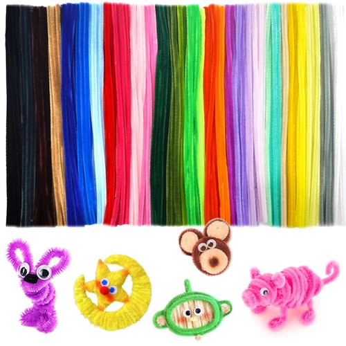AHAMETON 300pcs Pipe Cleaners for Crafts 30 Assorted Color, Multicolor Chenille Stems, Bulk Pipe Cleaners Craft Supplies DIY Arts & Crafts Christmas Decoration(7mm x12 inch)