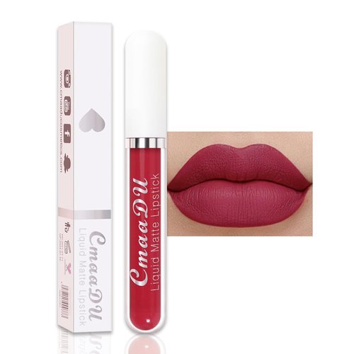 evpct CmaaDu 1Pcs Rose Red Liquid Matte Lipstick Lipgloss Set for Women, labiales mate 24 horas originales matte larga duracion 24 Hour Lipstick Lip Stains Long Lasting Waterproof 24, 07#