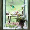 HAOSUM Hummingbird Stained Glass Window Hangings Suncatcher Gift for Mom Stained Glass Bird Garden Patio Decor (6.3"×4.7”)