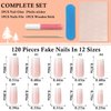 LoveOurHome 120pc Square Press on Nails Long Fake Nails Ombre Nude False Nail Full Cover Square Nails Press ons Nail Glossy Artificial Nail Tips Presson Fingernails with Nail Glue Adhesive Tabs