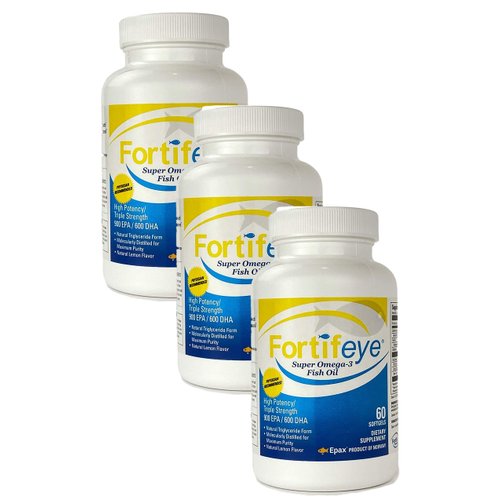 Fortifeye Vitamins Super Omega-3 Fish Oil, Lemon Flavor, Natural Triglyceride, 900 EPA / 600 DHA Per Serv (180 Count (Pack of 3))