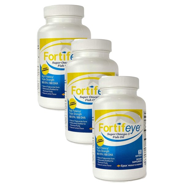 Fortifeye Vitamins Super Omega-3 Fish Oil, Lemon Flavor, Natural Triglyceride, 900 EPA / 600 DHA Per Serv (180 Count (Pack of 3))