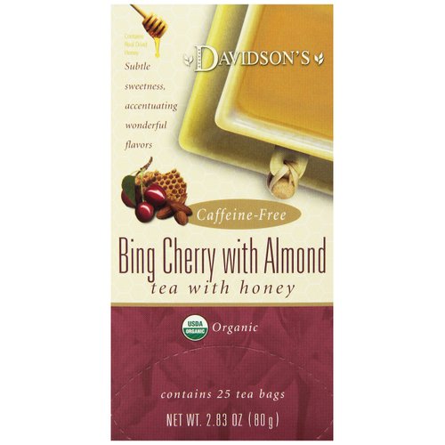 Davidson's Organics, Bing Cherry with Almond, 25-count Tea Bags, Pack of 6