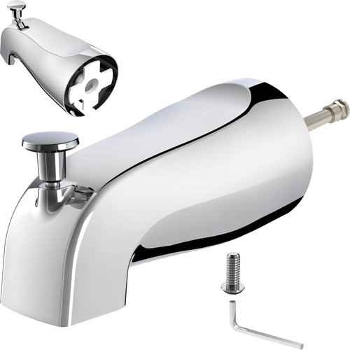 Gold Hao The Bathroom Universal Slip-On Tub Spout with Diverter - 5" Bathtub Faucet with Diverter, Easy to Install & Save Water Leaks in Minutes, Fit 5/8" Copper Pipe (Chrome)