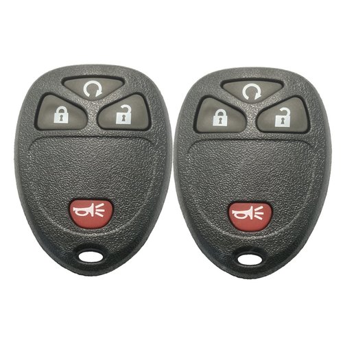 Keyless Entry Remote Car Key Fob Shell Case Fit for GM GMC Chevrolet Chevy Buick 4 Buttons Replacement with Button Pad (2 Key Shell)