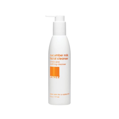 LATHER Cucumber Milk Facial Cleanser - Gentle Cleanser Face Wash for Combination, Dry & Mature Skin - Makeup Removing - Tighten Pores & Maintain Skin Elasticity - 6 Fl Oz