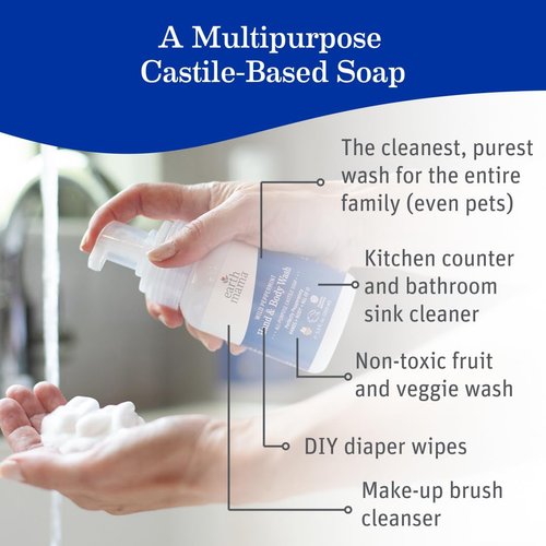 Earth Mama Wild Peppermint Hand & Body Wash | Foaming Castile Soap Liquid and Hand Soap, Made with Organic Wild Mint & Peppermint Oil, 5.3 fl oz (2-Pack)