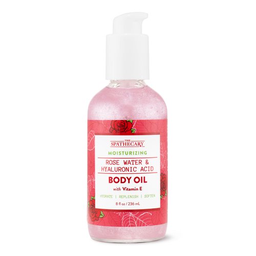 THE SPATHECARY Moisturizing Body Oil Rose Water & Hyaluronic Acid with Vitamin E, Cruelty-Free, Nourishing, Spa-Like Treatment to Hydrate Replenish & Soften, 8 oz.