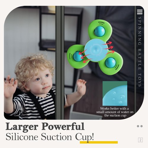 ALASOU 3PCS Suction Cup Spinner Toys for 1 Year Old Boy Girl|Novelty Spinning Tops Bath Toys Age 1-2|Sensory Baby Toys Stocking Stuffers for Toddlers 1-3|12 18 Months Boy Birthday Gift for Infant