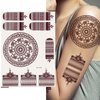 6 Sheets Henna Tattoo, Mandala Flower Temporary Tattoo Stickers for Women, Fake Tattoos Henna Stickers, Waterproof Red Ink Body Art Stickers.