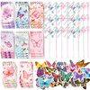 148 Pcs Butterfly Party Favors Bulk Butterfly Mini Spiral Notepads Butterfly Pens Stickers Set for Insect Birthday Party Classroom School Reward Gift Prizes Goodie Bags Stuffers