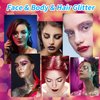 MEICOLY 12 Colors Face Glitter Palette,Body Glitter Set Face Sparkles,Chunky Hair Glitter,Mermaid Face and Body Glitter Gel,Glitter Makeup,Festival Face Paint Glitter,Body Glitter for Women and Kids