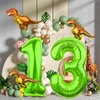 LEBERY Dinosaur Number 1 Ballloon, 40 Inch Green Number 1 Balloon, Mini Dino Foil Balloons Baby Dinosaur Balloons for Kid Dino Theme Jungle Birthday Baby Shower Party Decorations