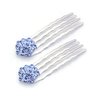 Small Decorative Hair Comb Mini Cluster Rhinestone Crystal Bridal Hair Comb, Set of Two, Blue