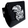 Kansas Jayhawks"Black with Chrome KU Jayhawk Emblem" Metal Trailer Hitch Cover Fits 2 Inch Auto Car Truck Receiver with NCAA College Sports Logo