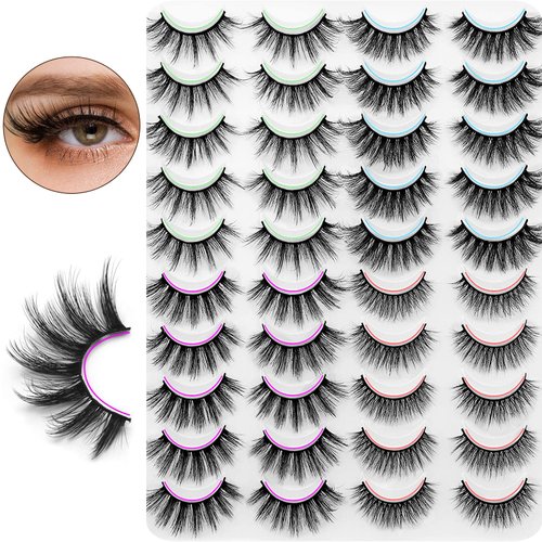 DYSILK Mink Lashes False Eyelashes - Wispy Lashes Natural Look 20 Pairs Lashes Pack 4 Styles Mixed Faux Mink Eyelashes 6D Fake Eyelashes Fluffy Cat Eye Lashes Pack| 11mm-20mm