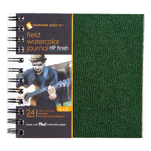 Hand Book Papers, Field Watercolor Journal, Fluid Watercolor Paper, Hot Press, 6X6 Inches