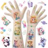 Oottati 18 Sheets Glitter Cute Temporary Tattoos Fairy-tale Dragon Panda Zebra Cat Tiger Sheep Rabbit Elephant Squirrel Animal Suit for Kids Adults