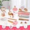 Amtreen Kids Makeup Kit for Girl, Pretend Play for Toddlers 3-5 Wooden Makeup Toy Set, 18 PCS Hair Salon Toys Gifts for 3 4 5 Year Old