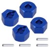 Hobbypark Aluminum 12mm Hex Wheel Hubs(4) & Flanged M4 Lock Nuts(4) Replacement of 1654 3647 for Traxxas 1/10 Slash 4x4 RC Car (Navy Blue)
