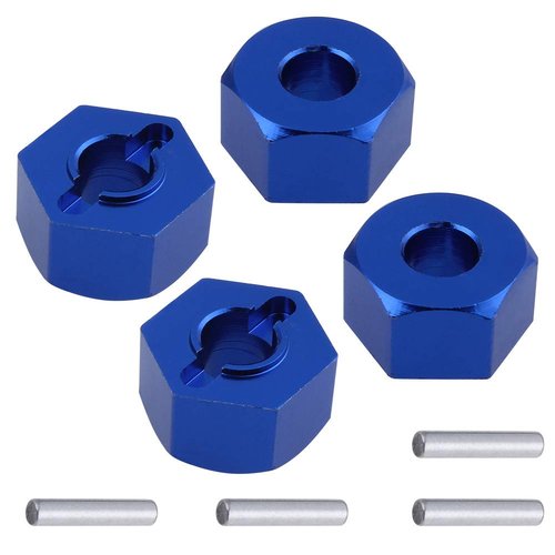 Hobbypark Aluminum 12mm Hex Wheel Hubs(4) & Flanged M4 Lock Nuts(4) Replacement of 1654 3647 for Traxxas 1/10 Slash 4x4 RC Car (Navy Blue)