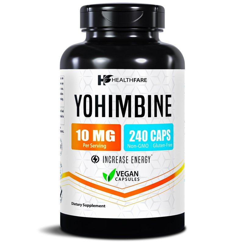 Healthfare Yohimbine HCL 10mg | 240 Vegan Capsules | Maximum Strength Formula | Non-GMO & Gluten-...
