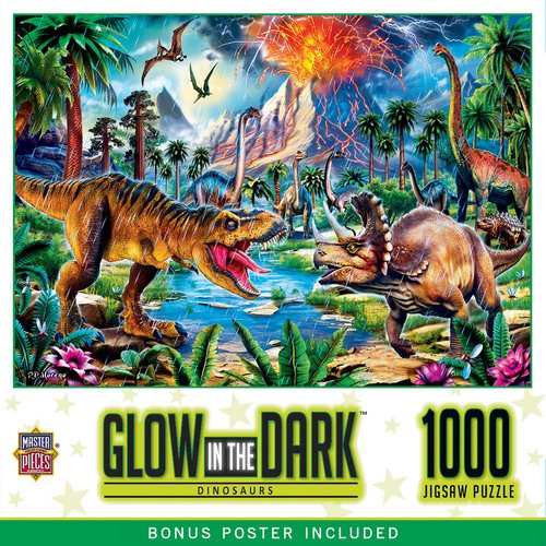 MasterPieces 1000 Piece Glow in The Dark Puzzle for Adults and Family - Dinosaurs - 19.25"x26.75"