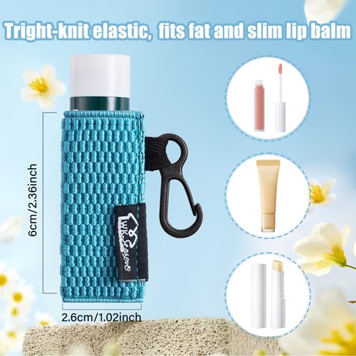 WKieason Lip Balm Sleeves Holder Keychain 5pcs Clip on Chapstick Keychain Holder Pouch Tight-Knit Elastic Lipstick Key Chain Holder