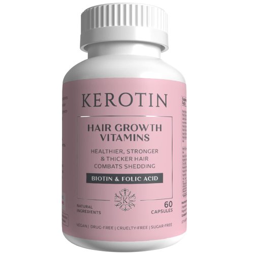 Kerotin Hair Growth Vitamins, Biotin Supplement, DHT Blocker, Collagen Stimulator, for Hair Loss ...